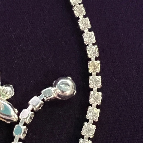 Vintage Signed B David Blue AB Rhinestone Necklace & Earring Set - Picture 4 of 5